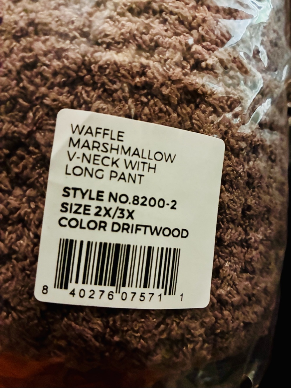 BNWT Softies Waffle Marshmallow V-Neck Loungewear Set - Driftwood